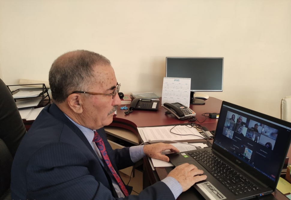 Corresponding member of ANAS Alovsat Guliyev made a report at the scientific-practical webinar.